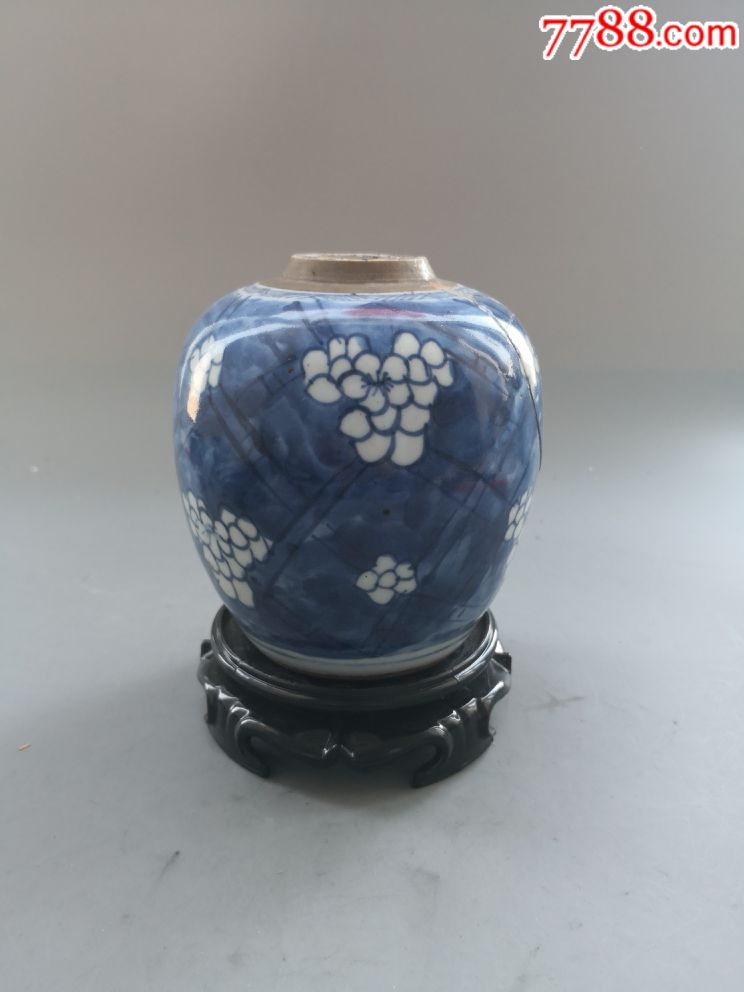 康熙青花冰梅罐