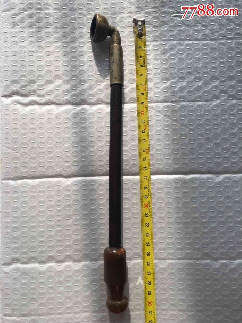 清代红木杆老玛瑙大烟枪