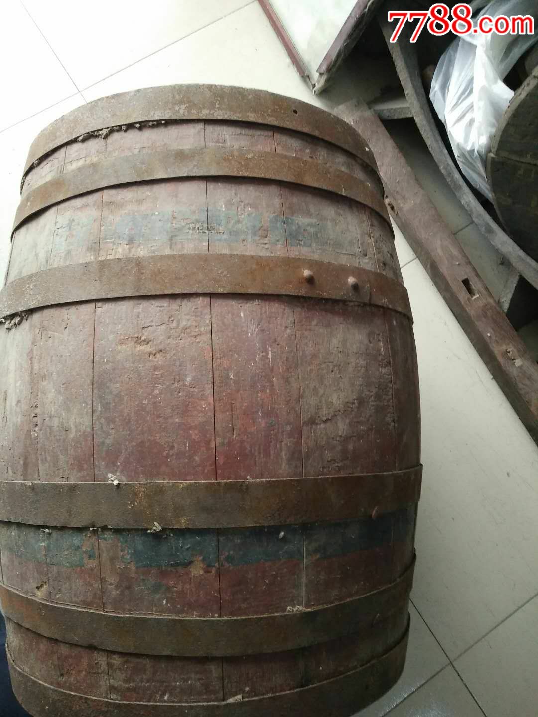 晚清爱礼司狮马商标橡木酒桶58*45cm