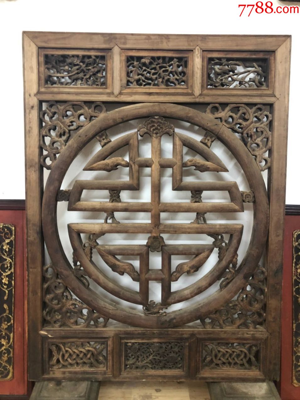 一窗一景/双面工窗花/清代老木雕/装修设计摆件民俗老货尺寸;147/110