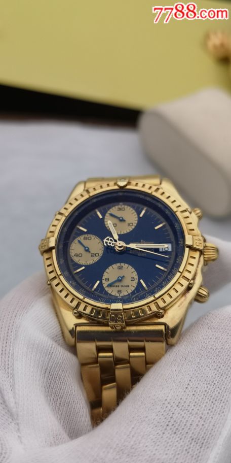 二手经典18k实金百年灵全自动计时机械表