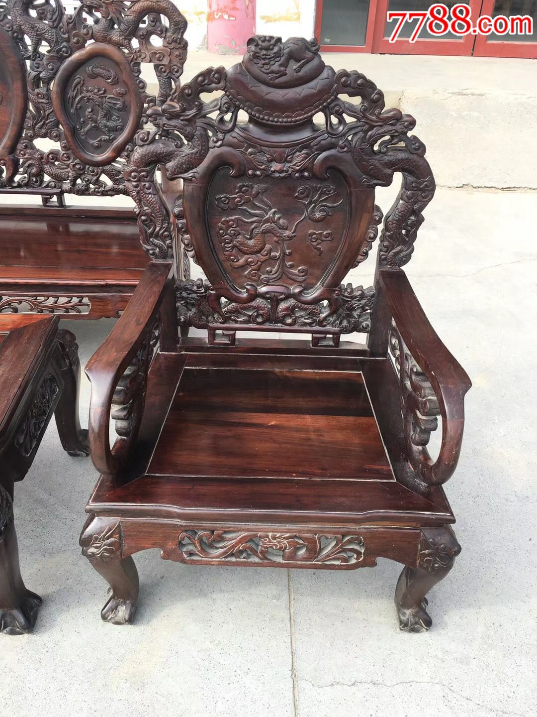 民国红木(大红酸枝)沙发椅联邦椅四件套老家具成套家具