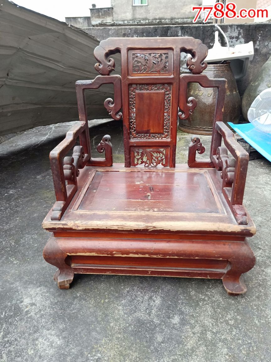晚清老家具乘船椅老虎脚太师椅13587652095