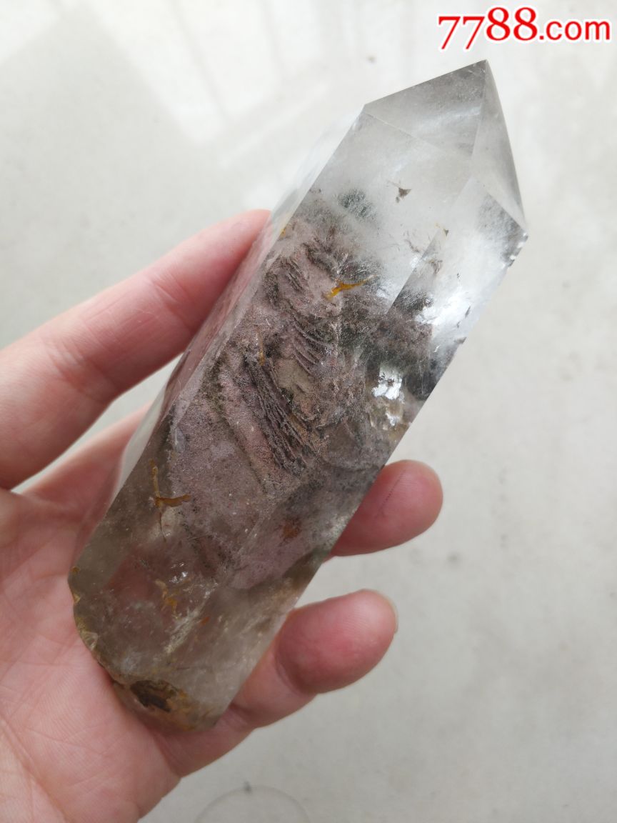 绿幽灵原石水晶柱