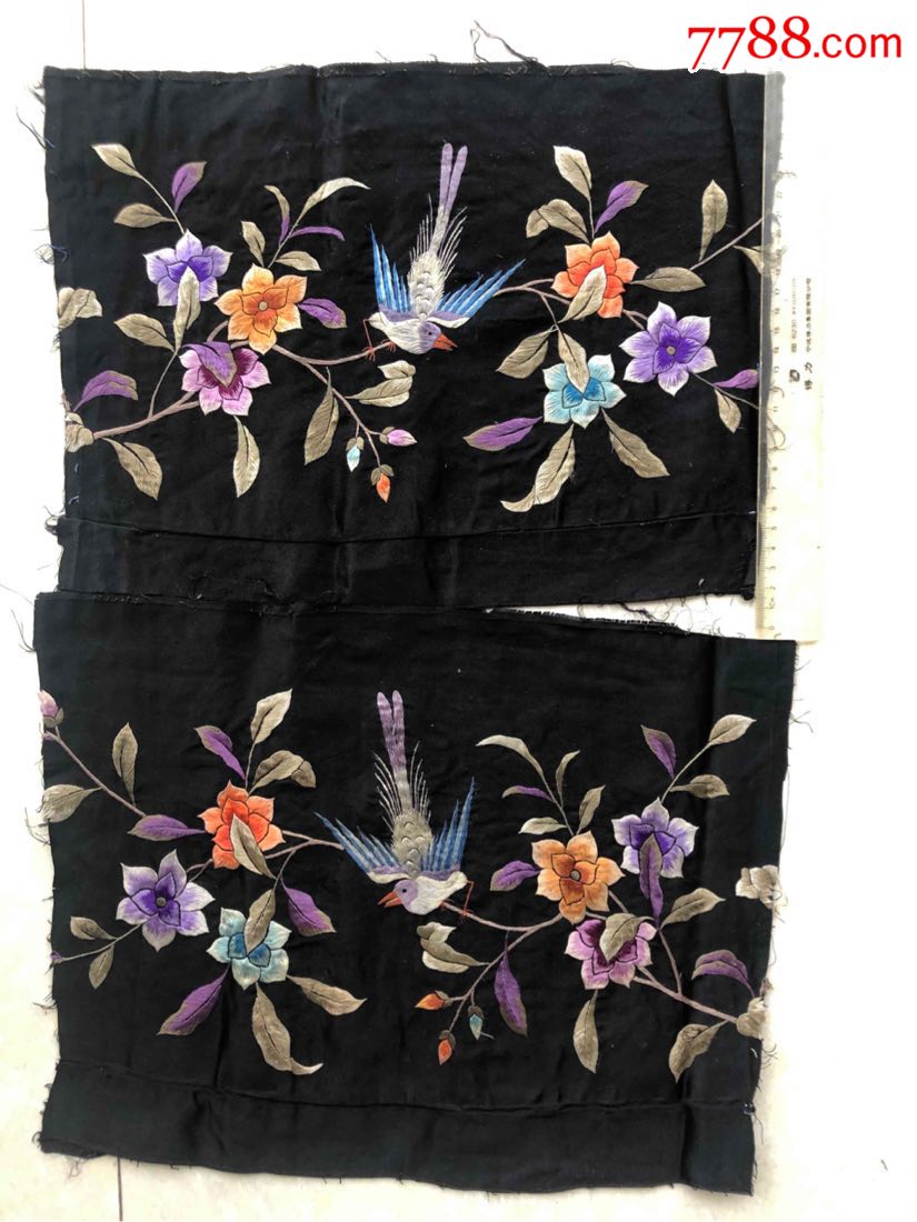 民国老刺绣的绣片一对长35宽265cm