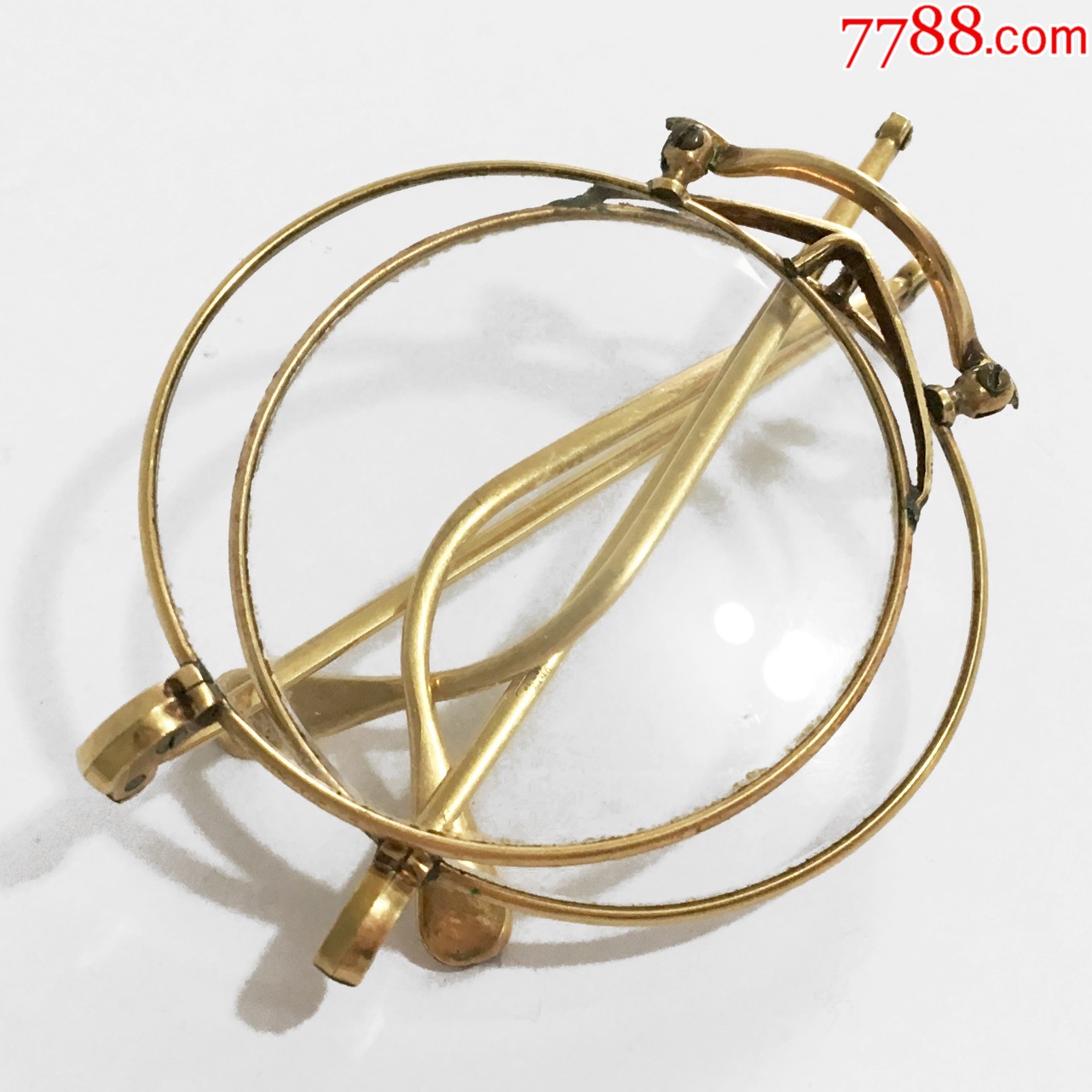 西洋古董眼镜.1920年法国制.包金折叠框架.复古圆框.海外vintage