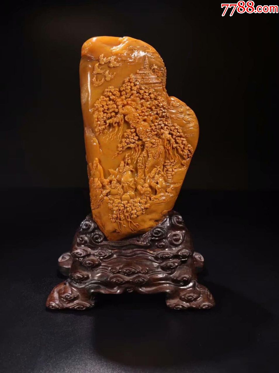 晚清极品田黄石"山水人物故事"山子摆件】