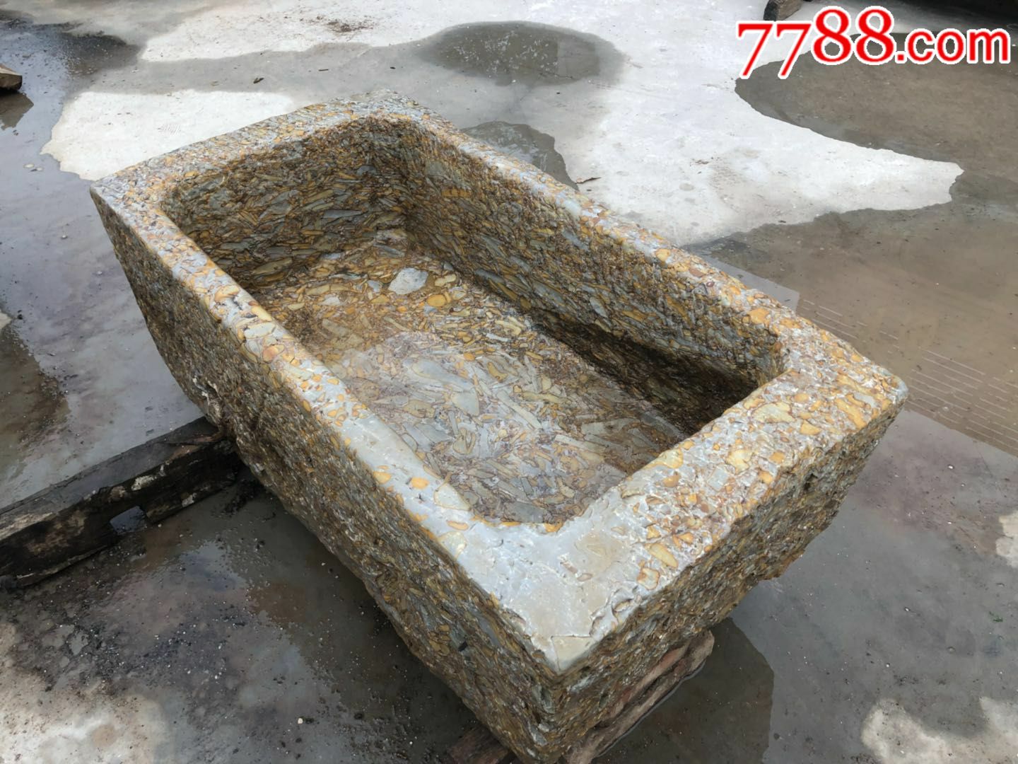 清早期五花石石槽石盆老石雕民俗装饰佳品_价格2600元【古玩民俗交流