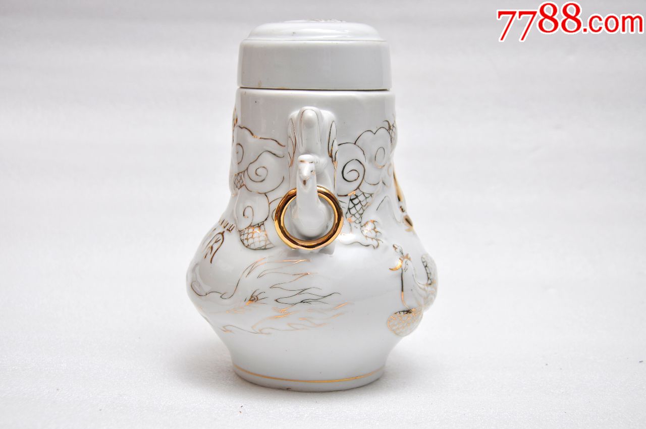 霞浦县瓷厂描金双耳龙凤茶罐-茶叶罐/盒-7788收藏__收藏热线
