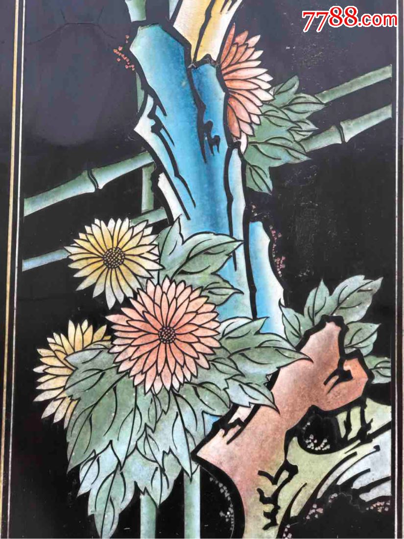 【梅兰竹菊】创汇时期漆器挂屏四片一套纯手绘刻画细腻栩栩如生,全品