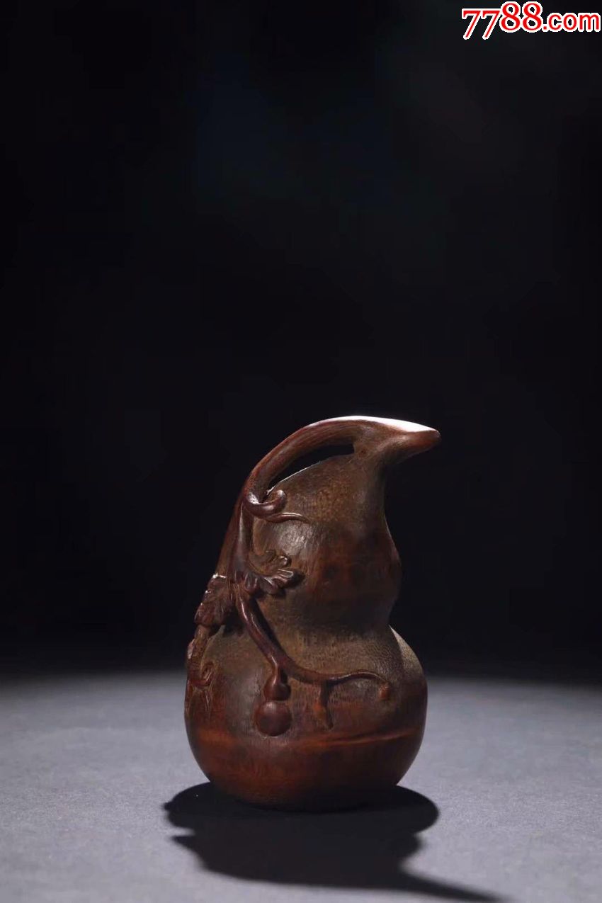 老竹雕"多子多福"葫芦形