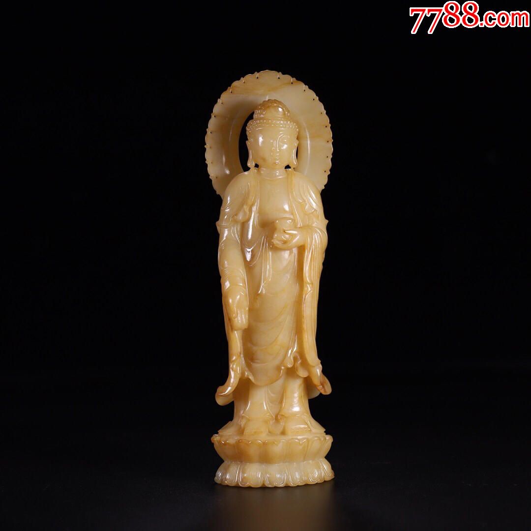旧藏晚清和田玉如来佛佛站姿像