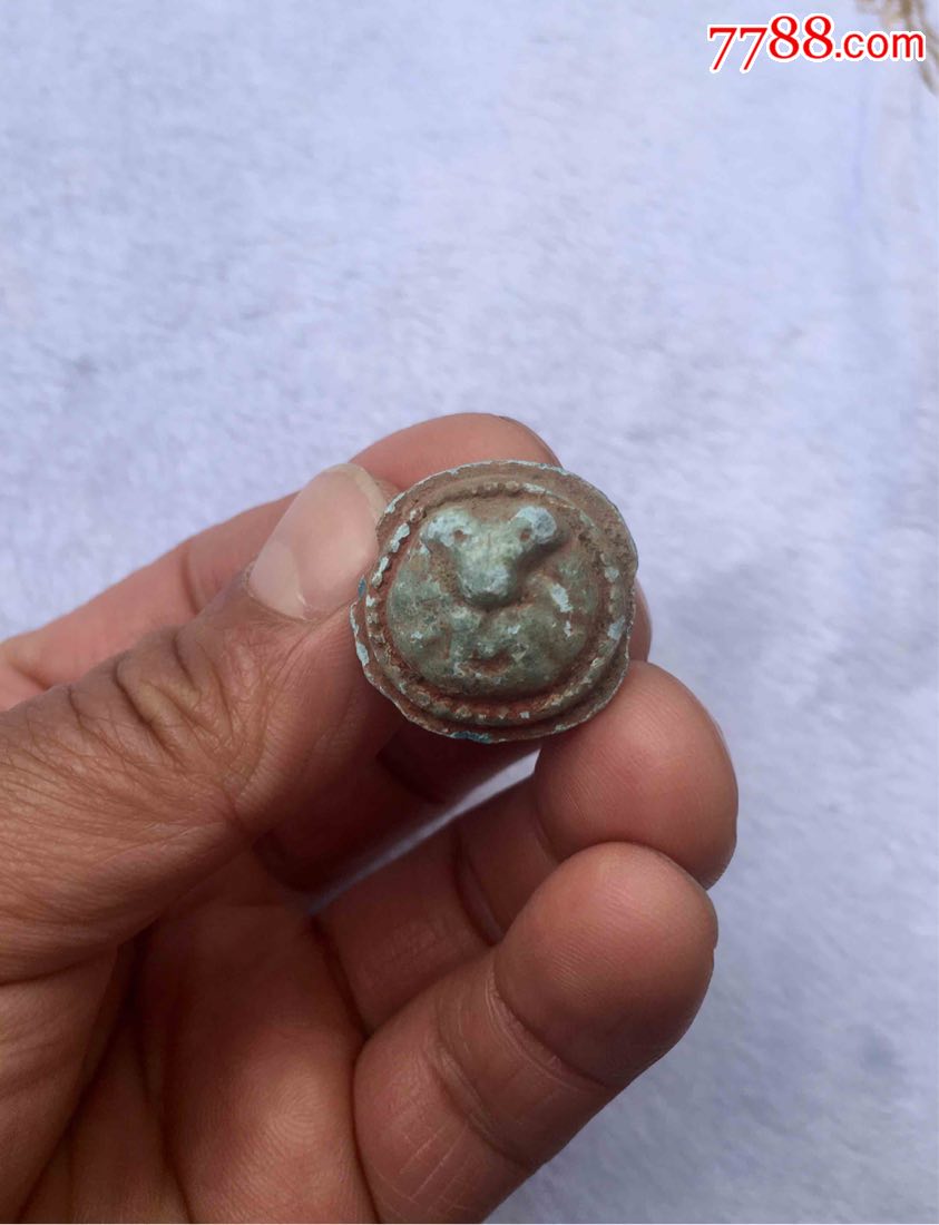 唐宋青铜羊头戒指