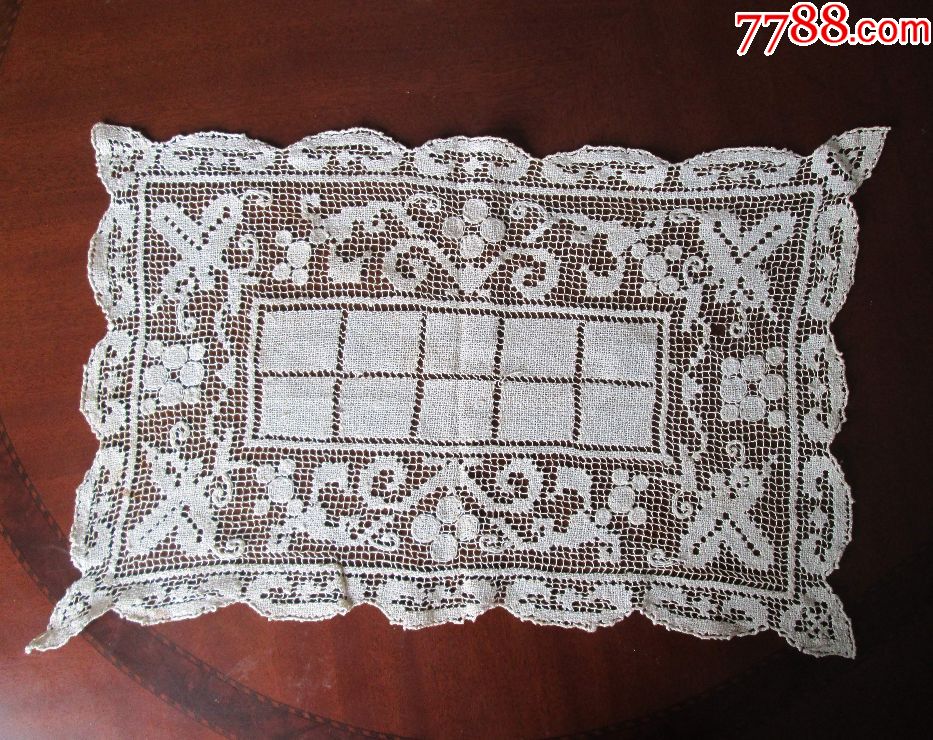 民国苏州工花边台布一对