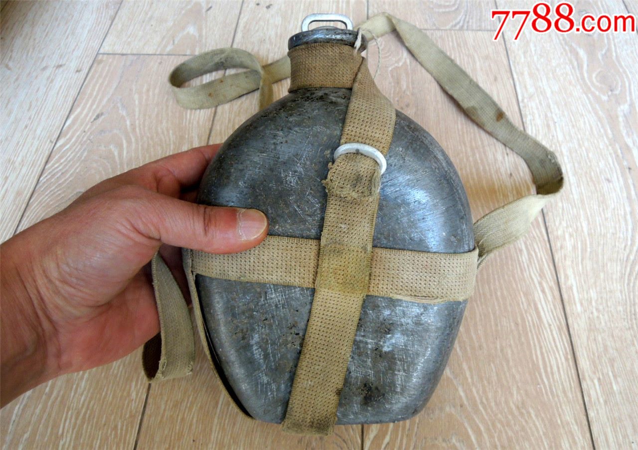 怀旧收藏1904解放初期我军大号厚料铝制行军水壶492g