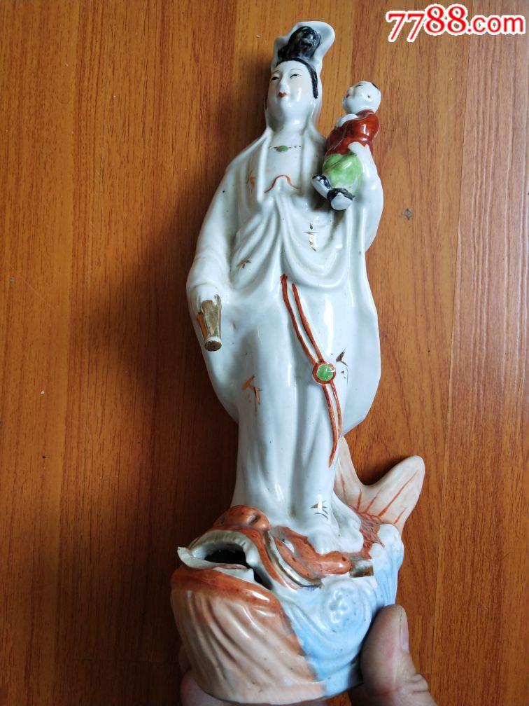 五十年代观音送子像-彩绘瓷/彩瓷-7788收藏