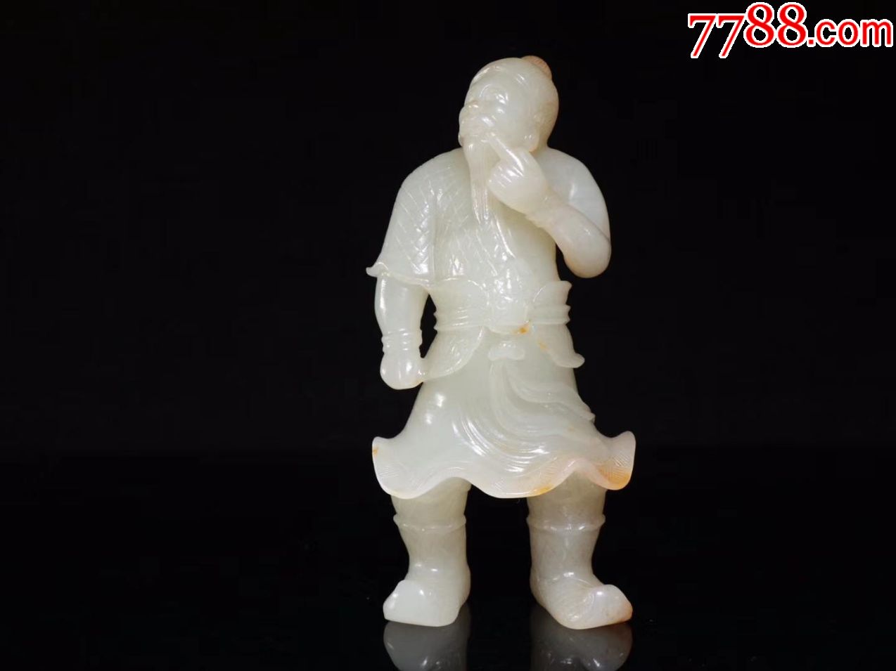 旧藏,清代玉雕武将人物摆件