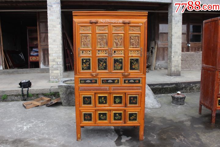 民俗老物件老旧家具老木雕老式碗柜老式橱柜老式书柜农家乐摆设