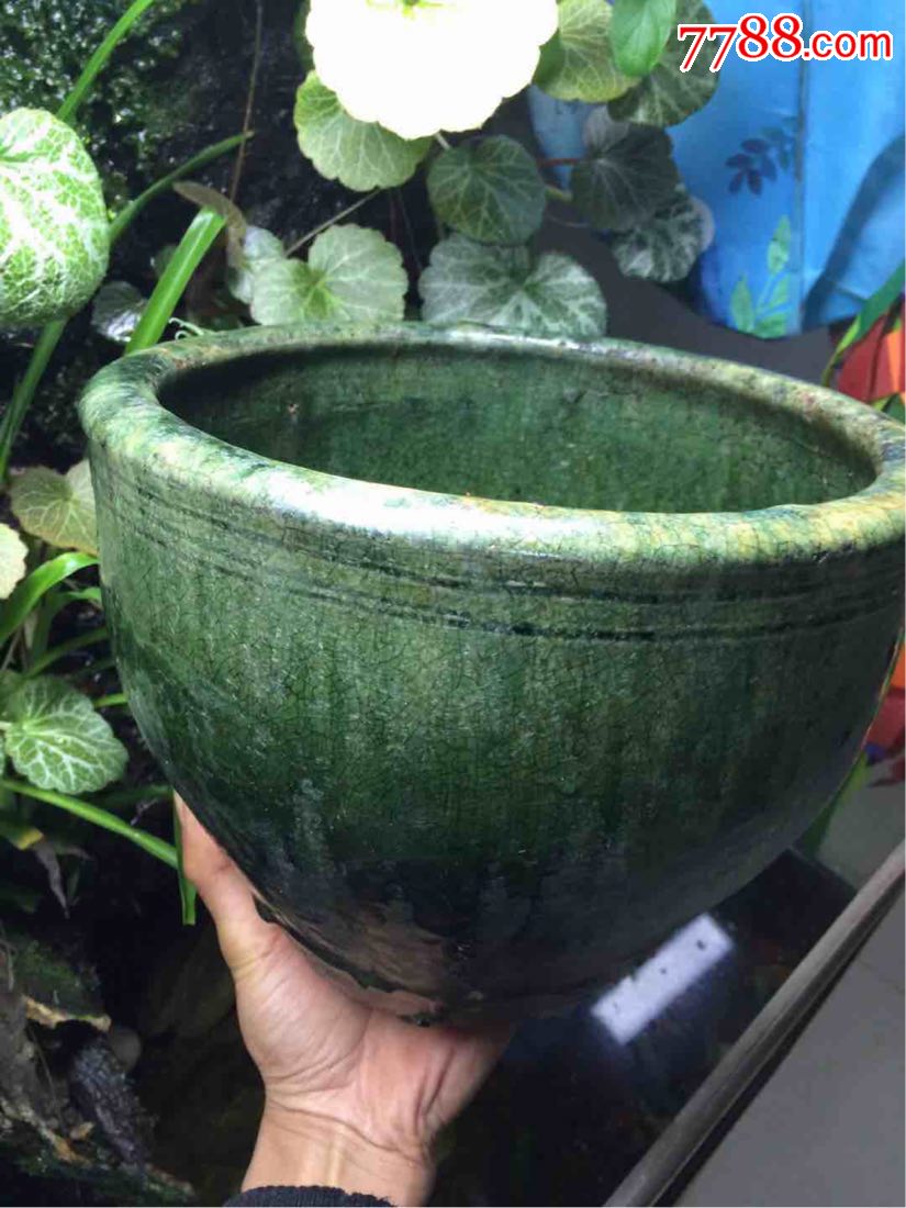 孔雀绿釉老缸