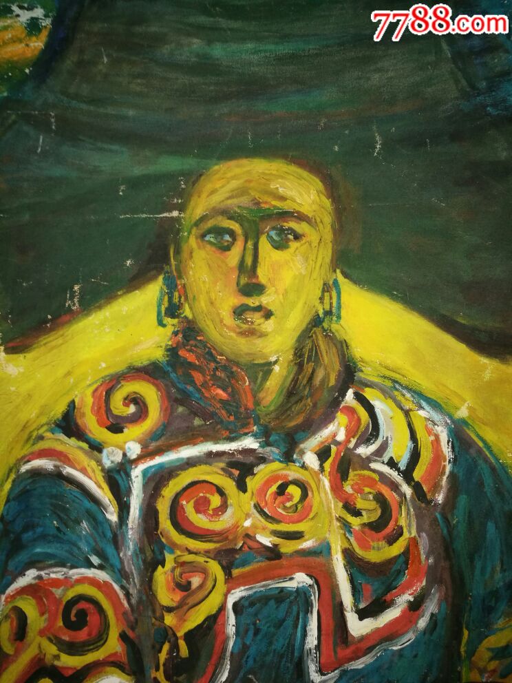 人物油画作品彝族妇女