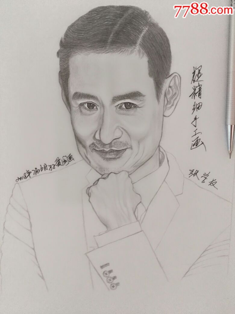 素描张学友图片