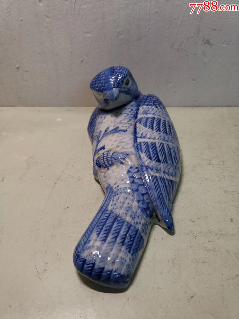 民国青花鹦鹉壁瓶_青花瓷_碧华堂【7788收藏__收藏热线】