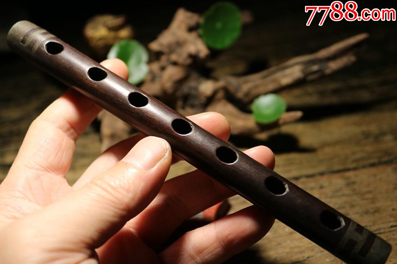 老红木包锡小手笛