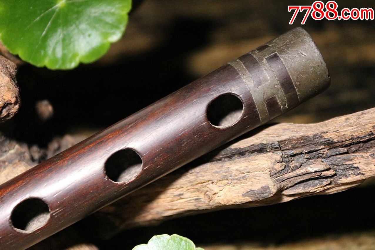 老红木包锡小手笛