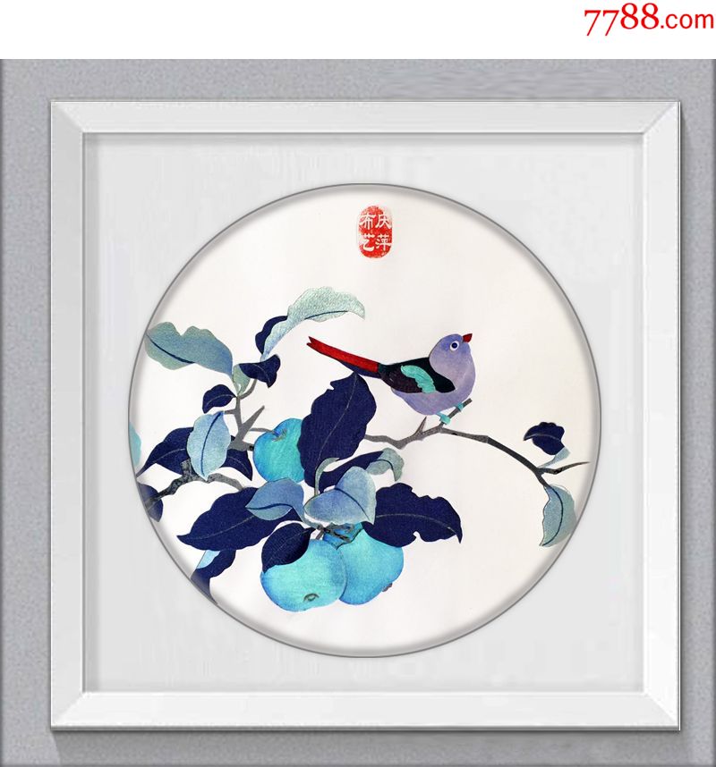 现代青花瓷风格精品布艺贴画