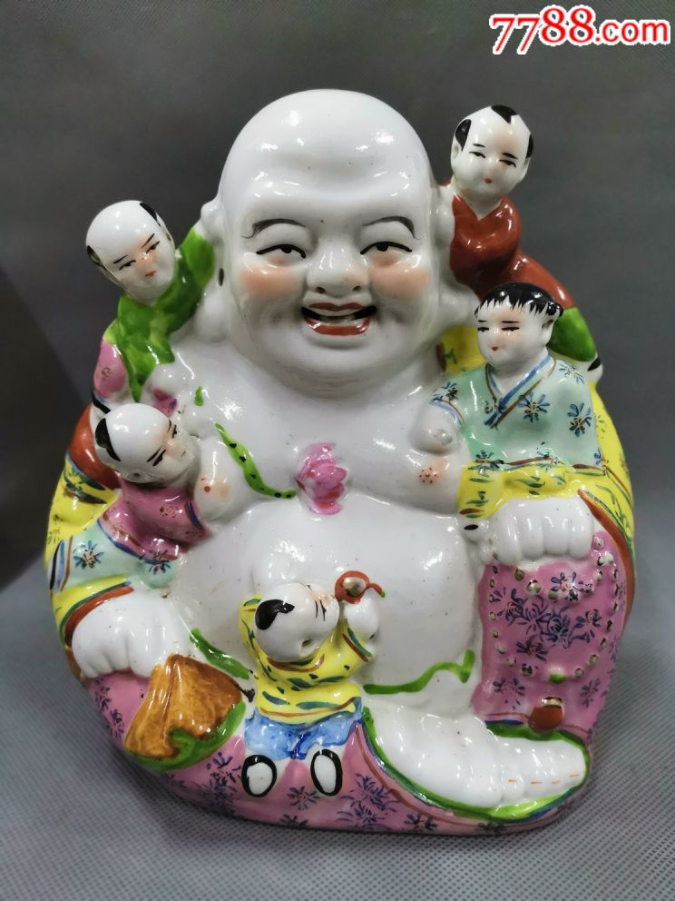 建国瓷五子罗汉.高22厘米,宽20.5厘米,全品.