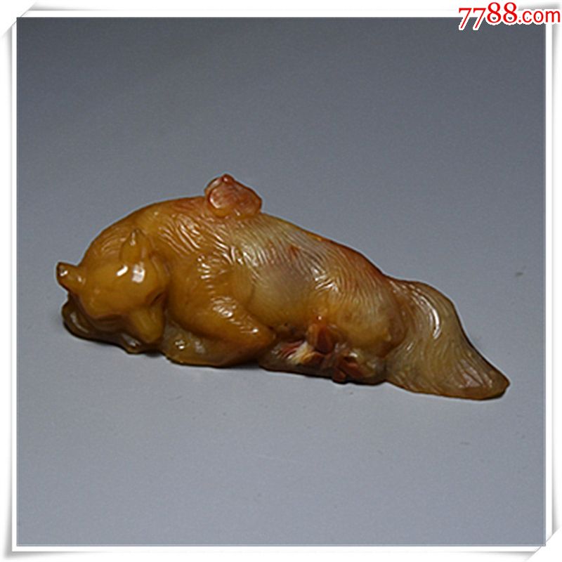 寿山石杜陵石狐狸小摆件镇纸