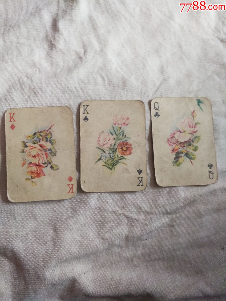 老扑克牌3张(花草类)