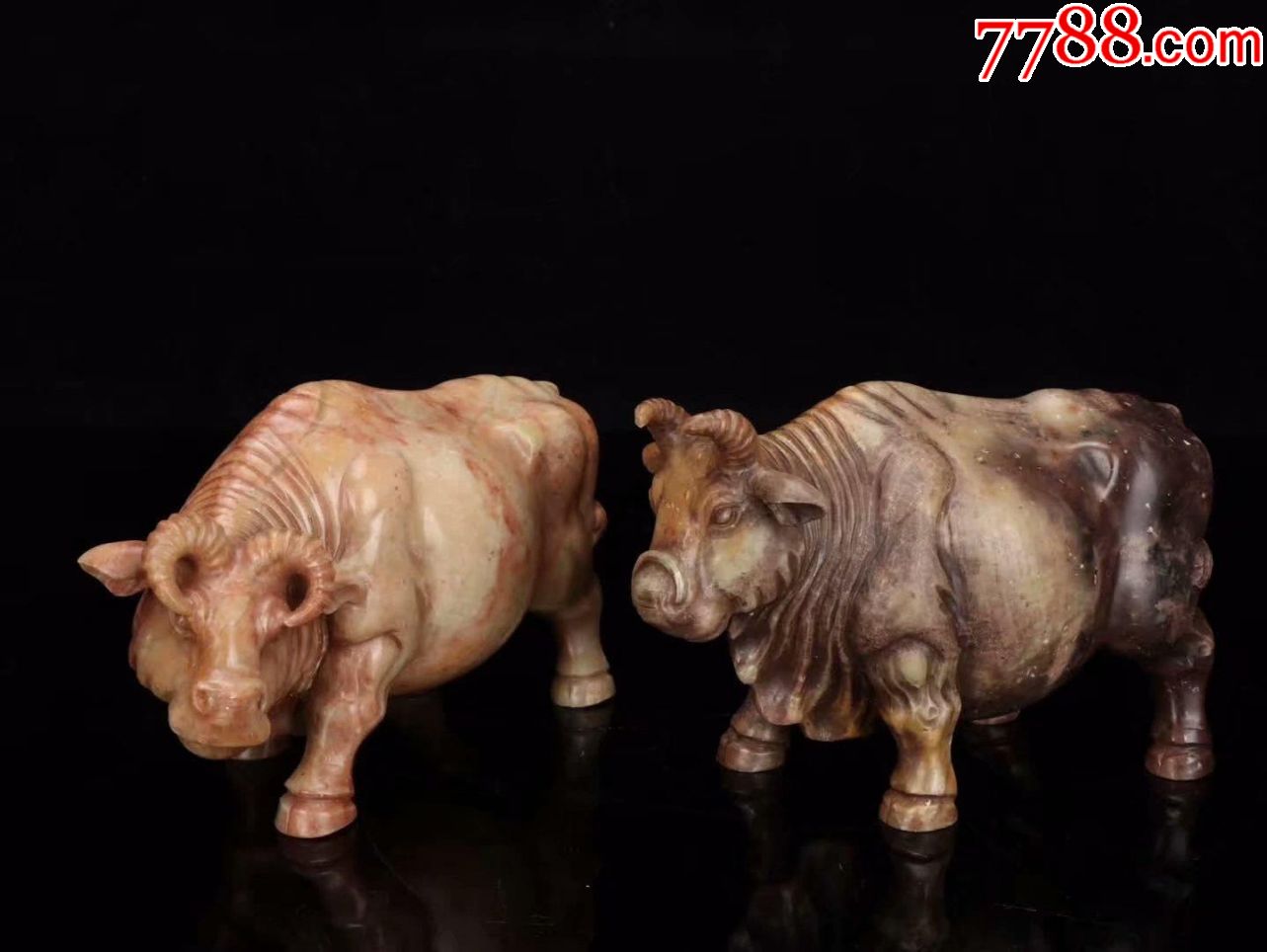 【清寿山石五牛图摆件】