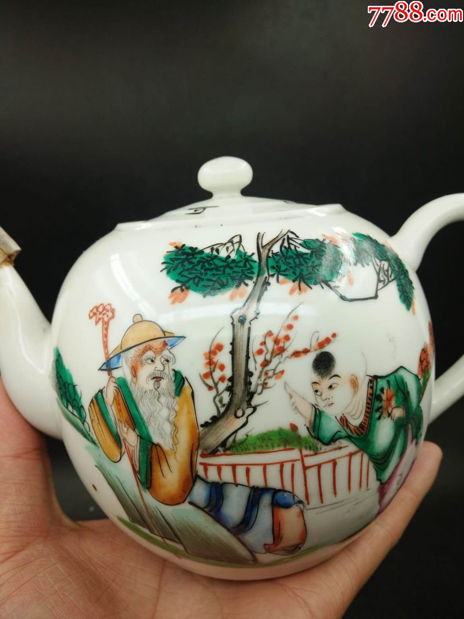 民国名家郭来顺粉彩人物壶