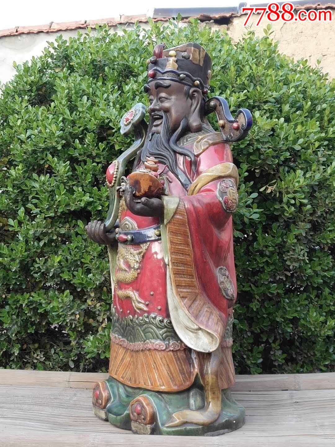 财神爷材质~紫砂挂釉开脸富贵喜庆,一手捧元宝一手捧