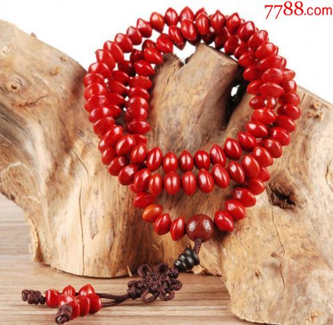 天然红豆相思豆血菩提子手串大约6x9mm108颗手链_价格250元【博纳斋