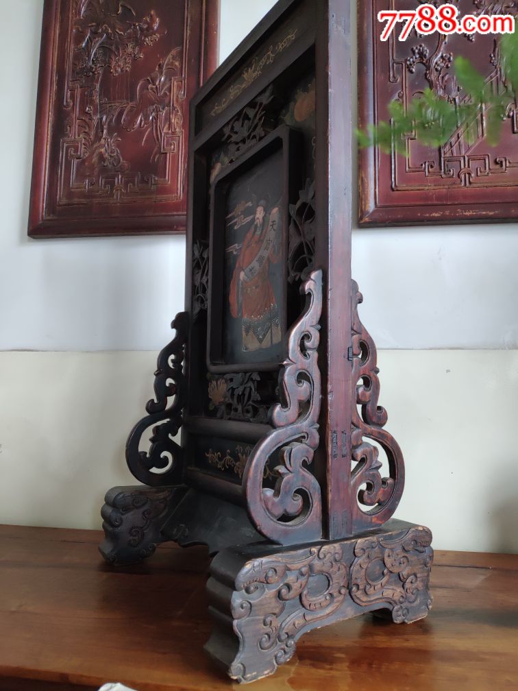 清代彩绘人物插屏,老插屏,老摆件