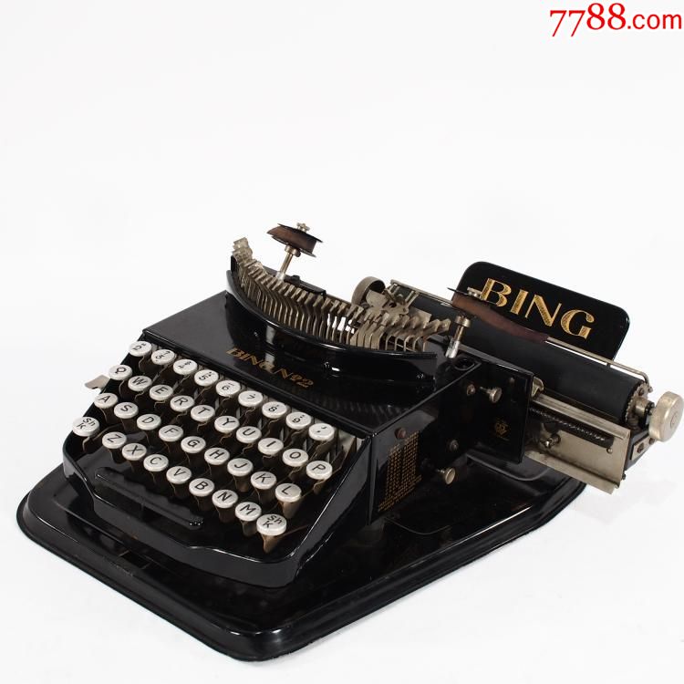 1920年代德国古董bing冰牌进口老式机械英文打字机打印机带箱9品