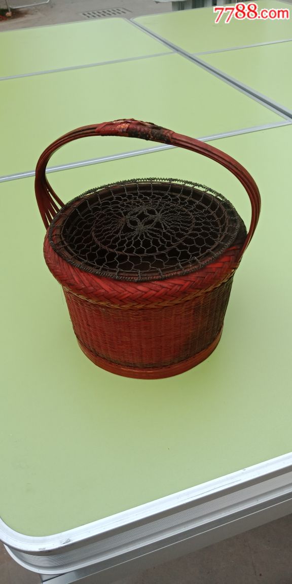 竹编火笼1只