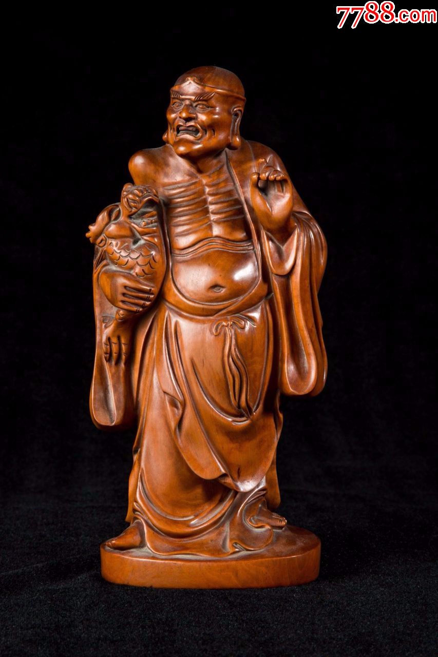 黄杨木降龙罗汉摆件