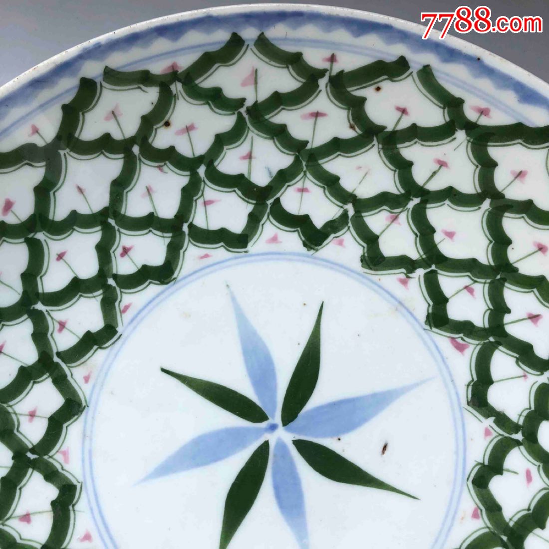 古瓷器,民国釉下彩网格纹大盘