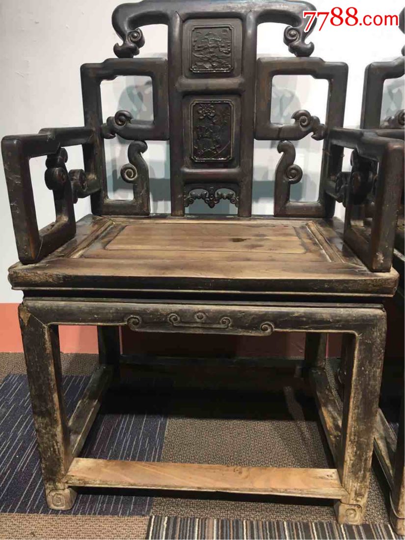 明代楠木太师椅一对做工精细完整漂亮包老到代.