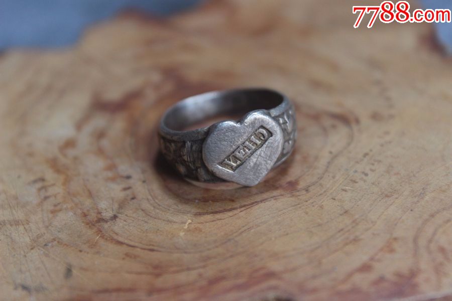 民国老银戒指英文yeho花卉纹银标内径17mm可调节重4gzz1738