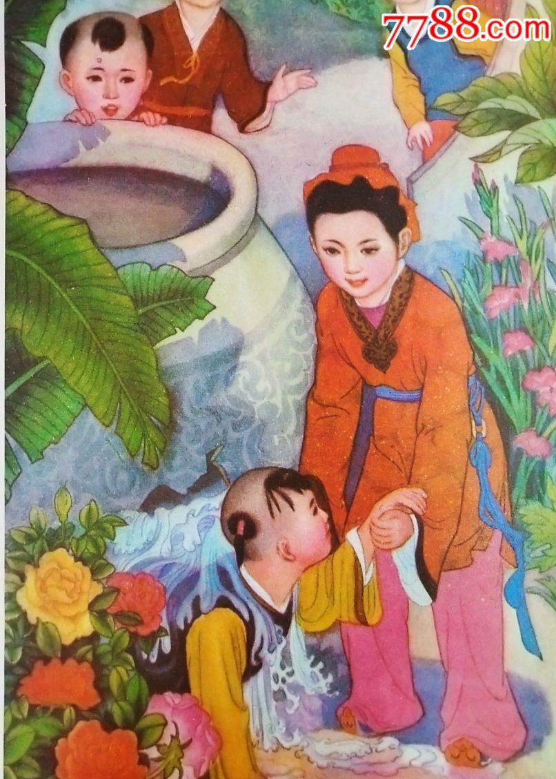 画面记录了古代的一些少年故事,如司马光砸缸,曹冲