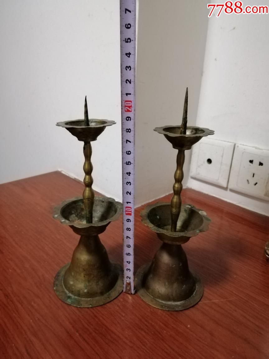 80年代铜烛台一对(a4391)