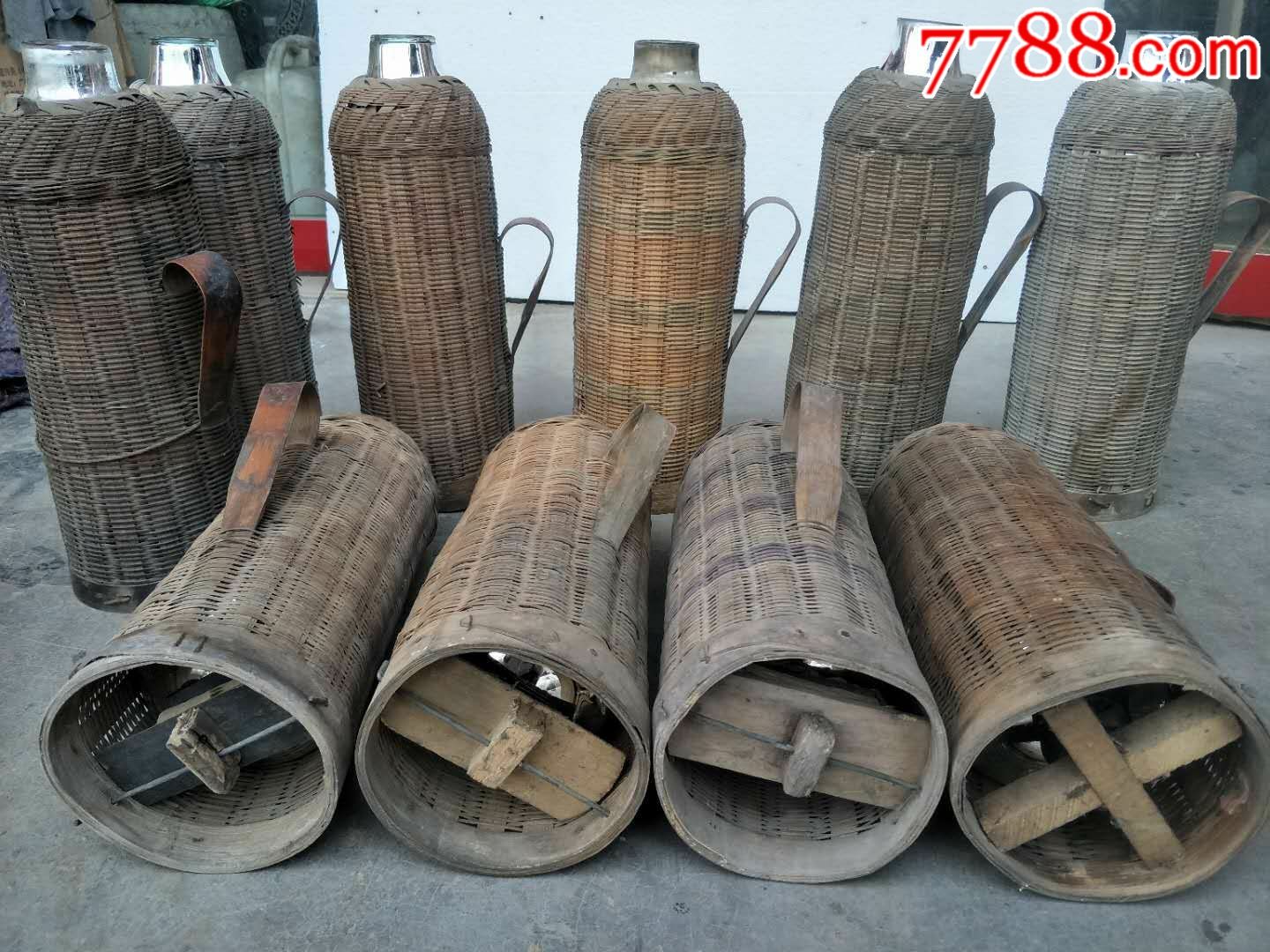 民俗老物件,老竹子暖壶,纯手工编制,-水壶/壶类-7788收藏__收藏热线