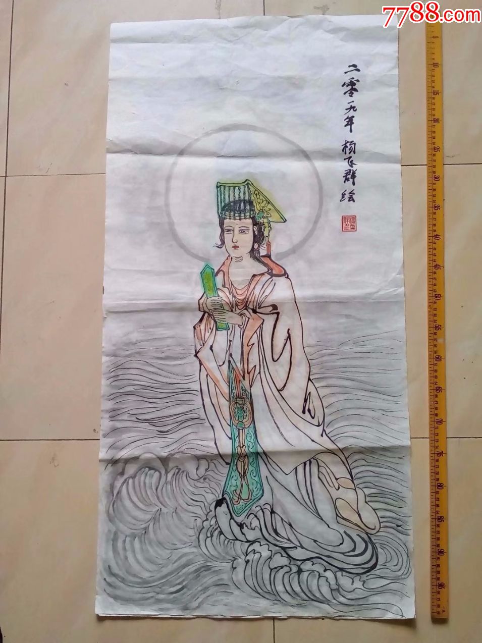 包邮一口价,保证纯手工绘画,人物画国画,妈祖画像,三尺保佑你