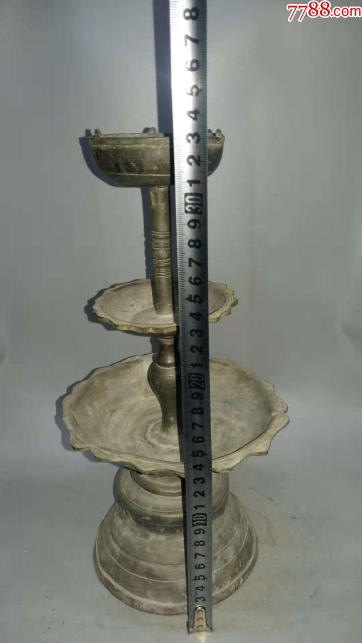 清代老锡蜡台一个