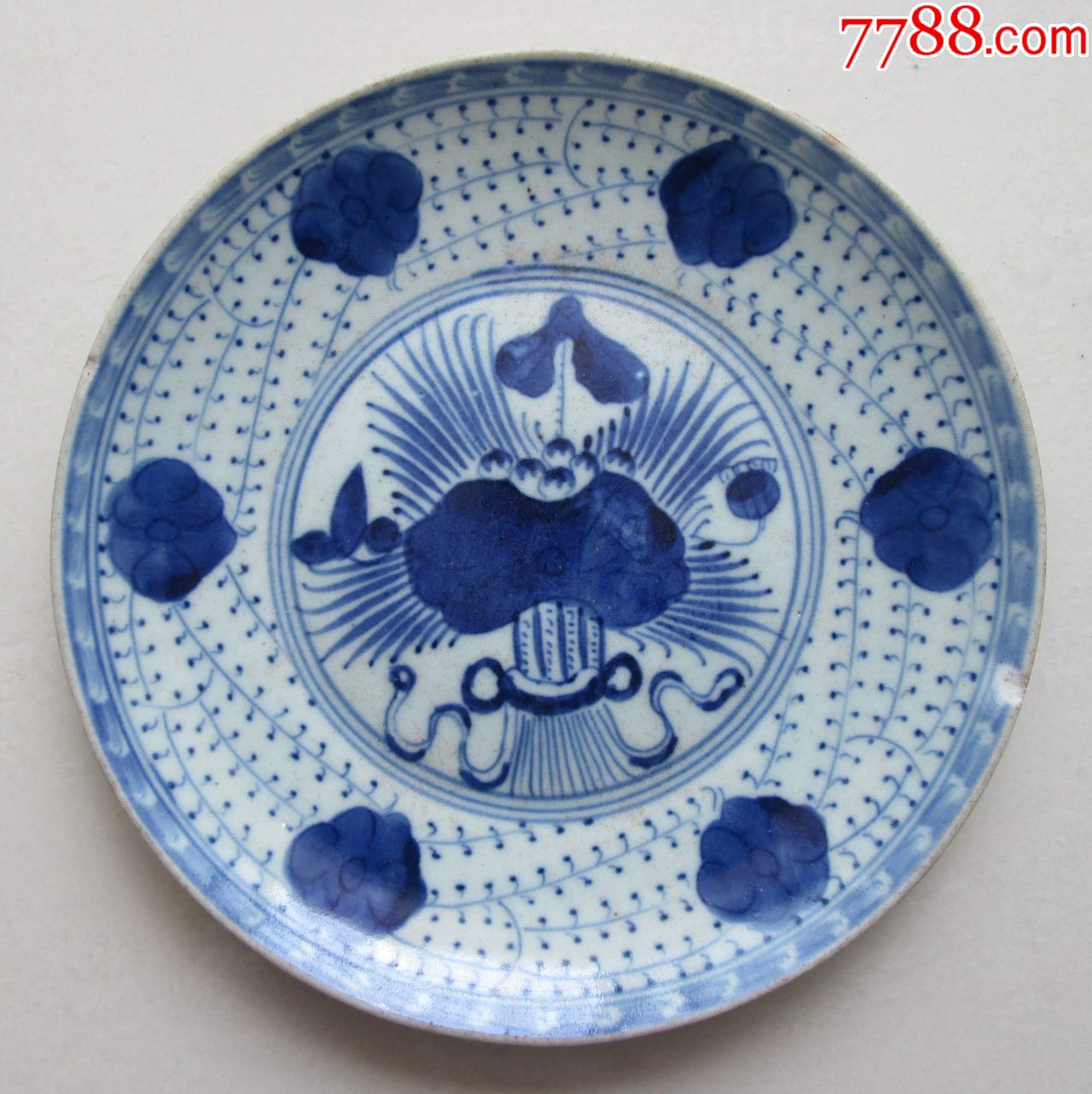 清代雍正青花一束莲盘(一廉清风,为官之根本)_青花瓷_圆缘源【7788