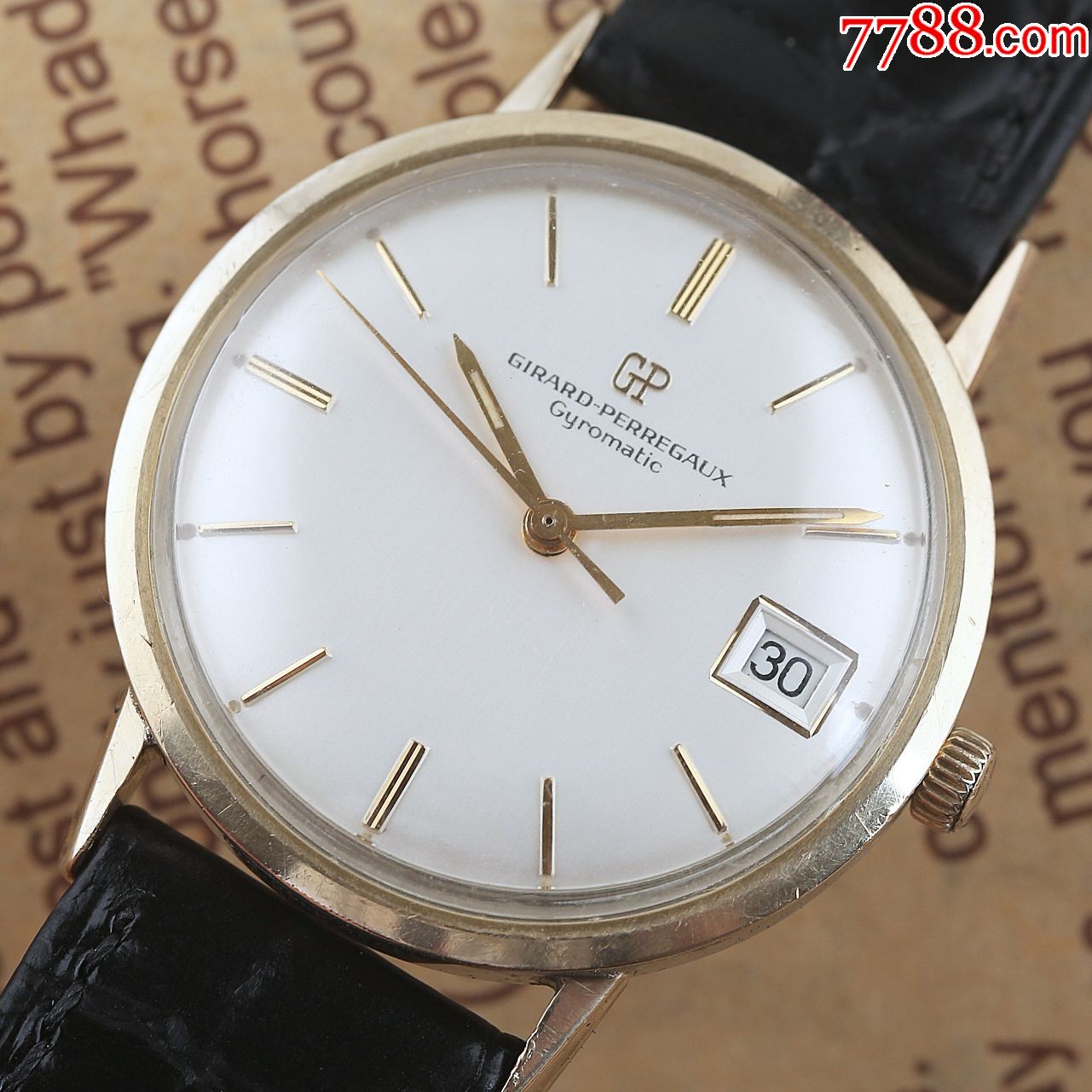 十大名表芝柏古董表高级14k黄金金圈金耳小兔耳单日历飞碟款